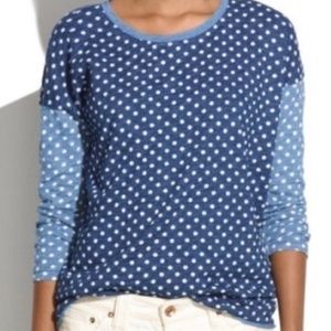 Madewell Indigo Ink Polka Dot Top